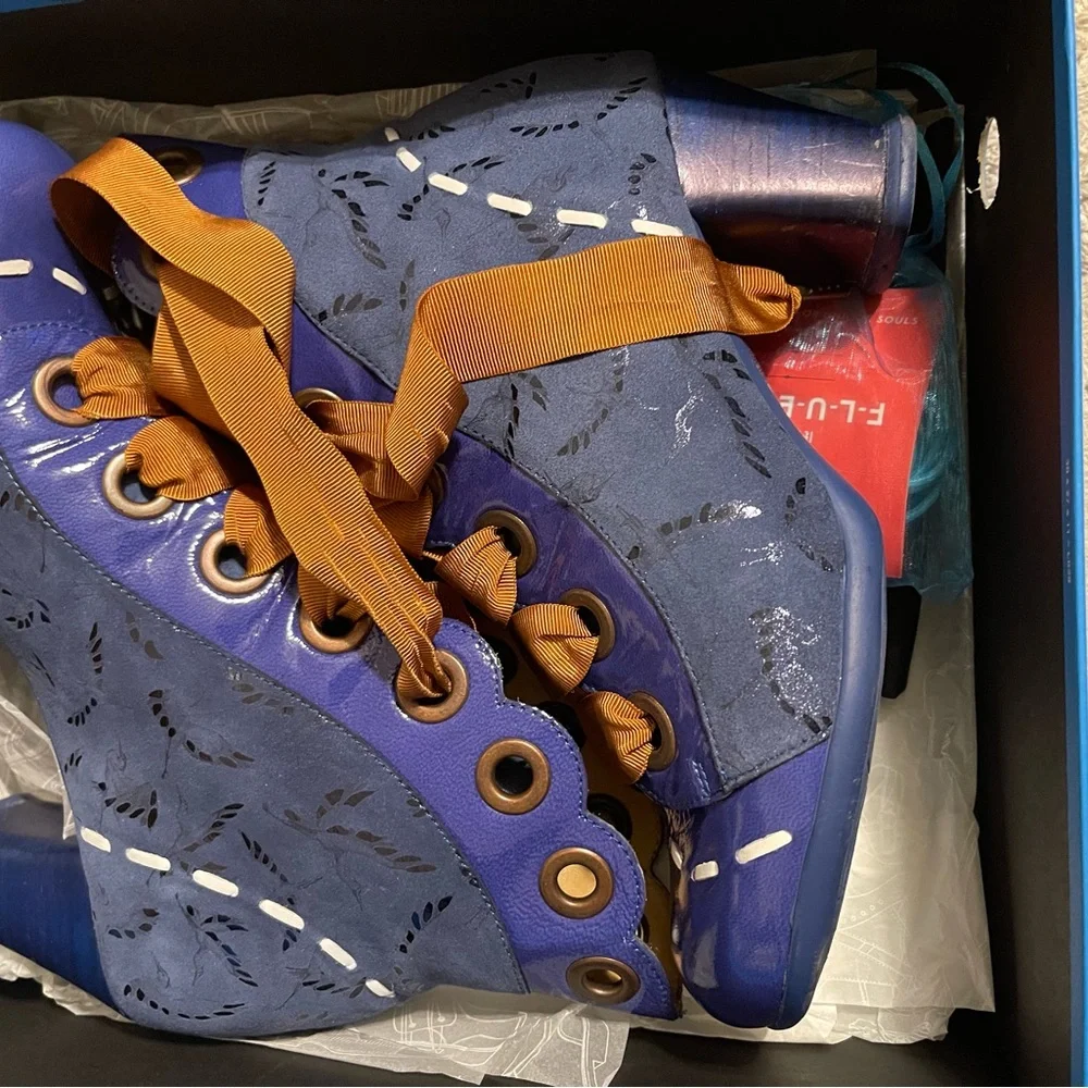Stylish Blue and Orange Women's Fluevog Boots - Picture 7 of 9